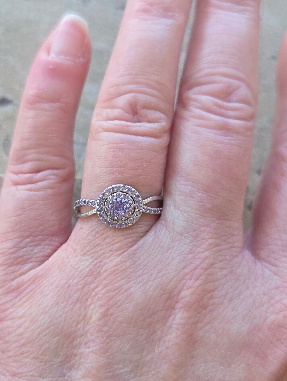Storyjewellery S925 Sterling Silver AAA Grade Purple CZ Halo Ring Size 7 - Lupus - Picture 7 of 7